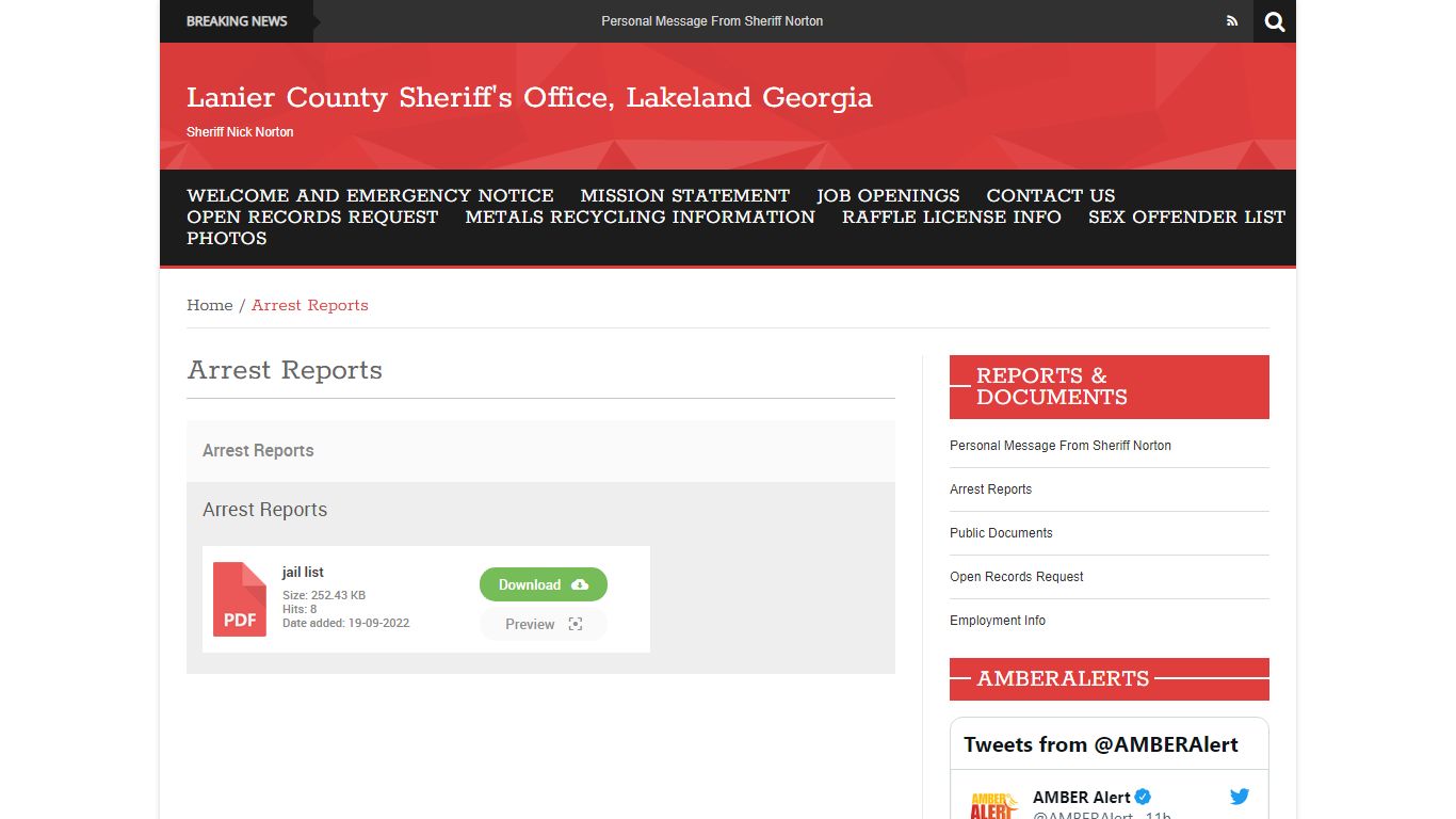 Arrest Reports - Lanier County Sheriff's Office, Lakeland Georgia
